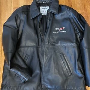 VINTAGE Corvette Mens Leather Jacket Embroidered Corvette Lettering Size M